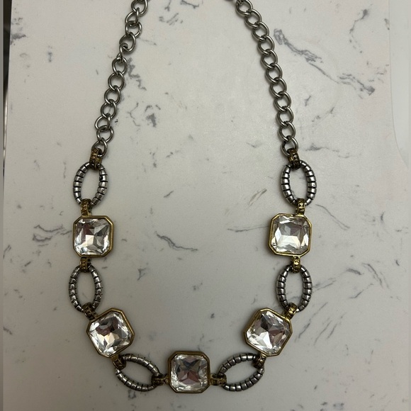 Gold and Silver “Diamond” Statement Necklace - Picture 1 of 3